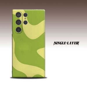 lime green wavy abstract For Samsung Galaxy S26 S25 S24 A56 A36 Dual Layer Luxury Fashion Full Lens Protective Case
