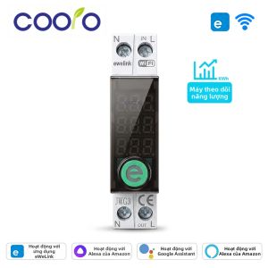 Cầu Dao Thông Minh WiFi eWeLink 63A Tích Hợp Đồng Hồ Đo Điện Năng kWh Điều Khiển Từ Xa Qua Ứng Dụng Hẹn Giờ Dùng Cho Nhà Thông Minh