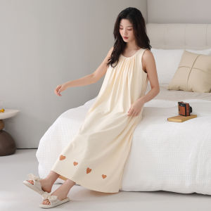miiow | Cat Woman Summer Thin Silk Sleepwear Sleeveless Nightgown With Chest Pad Casual Loose Home Clothes For Women Breathable