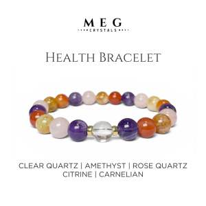 MEG Health Bracelet Natural Healing Crystal Beads 8mm for Men and Women Gift | Semi Precious Stone