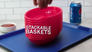 12PC Oval Fast Food Serving Tray Basket Fried Food Basket Plastic Use For Fruit Basket Vegetable Fried Chicken Burger Fries Brown/Black/Red 24*15.5*4.8cm 【On Sale】