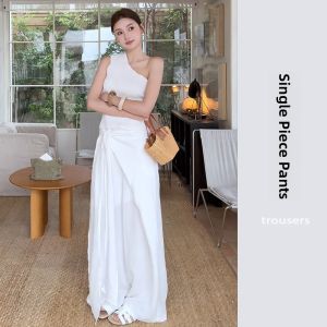 YUEZHONGWEI | French Style Off-Shoulder Ice Silk Knit Tank Top