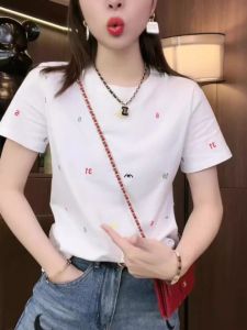 Design Loose Versatile Letter Embroidery T-Shirt
