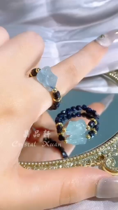 [现货] 海蓝宝狐仙+蓝砂石戒指｜守护爱情 × 提升魅力 × 舒缓情绪｜Aquamarine Fox + Blue Sandstone Ring｜Love Protection • Charm • Emotional Healing