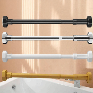 Stainless Steel Retractable Rod No Drilling Clothes Drying Rod Closet Clothes Hanger Bathroom Curtain Rod Shower Curtain Support Rod