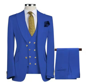 3 Pieces Men Groom Tuxedos Wedding Suits for Men British Style Slim Fit Peak Lapel Blazer Costume Hommes (Jacket+Vest+Pants)
