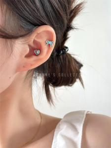 Cute Titanium Steel Christmas Ear Studs with Bowtie Design And Sweet Bear Heart Shaped Biscuits from WYNNES Collection
