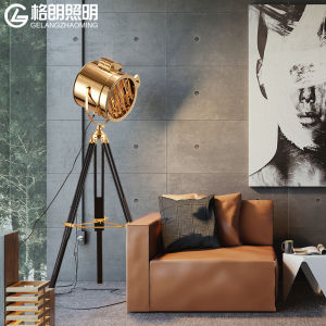 Nordic Industrial Style Floor Lamp Tripod Spotlight Living Room Creative Golden Floor Lamp Home Decorative Lighting