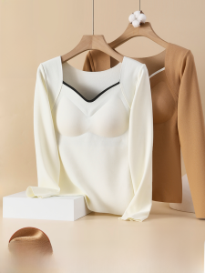 miiow | Cat Woman V-Neck Base Shirt Womens Autumn Winter Outerwear 2024 New Seamless Inner Wear Warm Underwear With Chest Pad Dervo