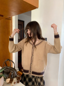 NIHAOKANONG | Áo Cardigan Knit Cổ Hải Quân cho Phụ Nữ