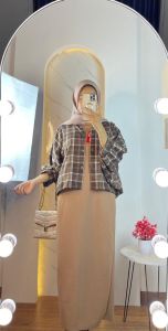 ONESET KEMEJA BATWING FLANEL + INNER KNIT MANGO
