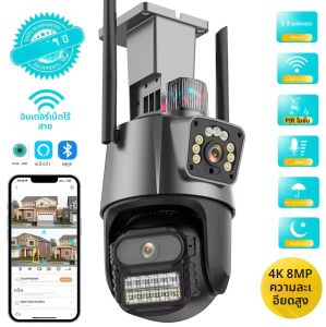 6MP 4K WiFi กล้อง Dual เลนส์ Dual หน้าจอ IP กล้องกันน้ํากล้องวงจรปิดการเฝ้าระวังวิดีโอกล้อง