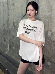 Korean Style Loose Long Sleeve T-Shirt Womens Spring Summer New Letter Print Casual Thin Top Commute Creative Polyester Fiber