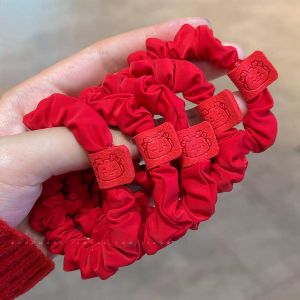Red Hair Ties Womens Lucky Year 2025 New Year Style Hair Accessories Large Bow Hair Bands Festive Hair Ropes Fashionable Hairbands