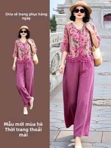 NUANPING | Bộ Đồ Nữ Mùa Hè Phong Cách Dân Tộc Trung Quốc Quần Rộng Thoáng
