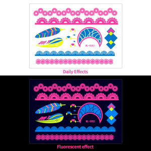 1Pc Halloween Fluorescent Tattoos Sticker 15*10cm Neon Butterfly/Lace Flower Temporary Tattoo Party Makeup Face Body Decor Decal