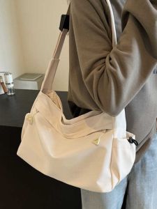 Large Capacity Canvas Tote Bag Womens Casual Oxford Weave Handbag Fashionable Minimalist Trendy Bucket Bag Shoulder Bag
