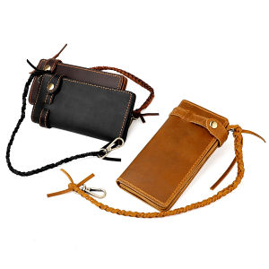 กระเป๋าสตางค์แบบยาวสำหรับผู้ชายหนังวัวแท้ผู้ถือบัตรวินเทจความจุมากคลิปเงิน8237โซ่พวงกุญแจกระเป๋าใส่เหรียญ