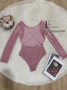 บอดี้สูทงานโซ่ไขว้หลัง  ผ้ากำมะหยี่ งานขายดีทางร้าน แขนยาว ผ้านุ่ม