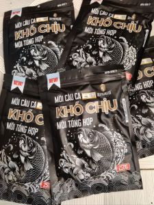 Mồi câu cá khó chịu đen. Gói 250gram. Câu được cá chép rô phi cá dảnh mè vinh. Câu sông suối ao hồ.