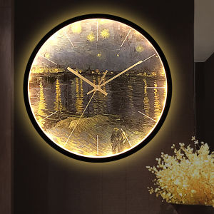 Sound Control Luminous LED Clock Minimalist Nordic Series Rhone River Wall Clock Hot Sale Morden Home Living Room Simple and Fashion Creative Clocks 30cm
