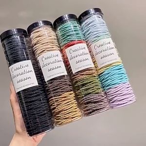 Hộp 100 dây thun buộc tóc nữ co giãn cao cấp nhiều màu phong cách hàn quốc -LUMBL