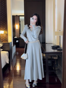 Elegant Casual Two-tone Hoodie Skirt Set