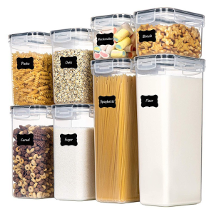 8PCS Airtight Dry Food Container Transparent Storage For Kitchen Pantry Organizer Food sealed Storage Box