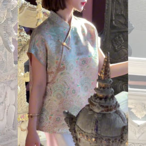 QFN | Chinese Style Pink Floral Blouse