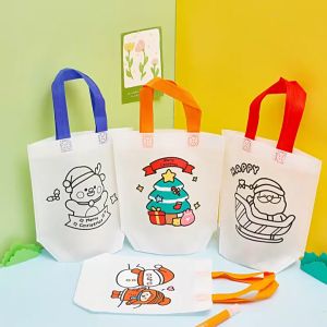 MOMO Cartoon Christmas Graffiti Handbag Snack Candy Non-Woven Bag Kids Gift Pouch