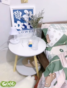 New Elegant Modern Triangle Coffee Table with Solid Wood Legs and Thickened MDF Top High-Capacity Scratch-Resistant