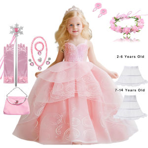 Children Pink Witch Dress Wicked Glinda Elphaba Cosplay Costume Dress Child Girls Halloween Costume Good Witch Princess Dresses