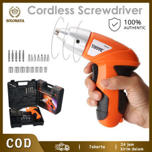 Set Bor Tangan Bolak Balik Screwdriver 36 Volt Tanpa Kabel Free Kabel USB Dan Satu Mata Obeng