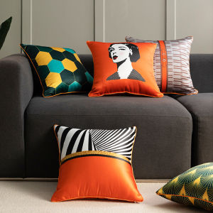 หมอนอิงโซฟาพิมพ์ลายสองหน้าหรูหราแบบเรียบง่ายและปัจจุบันสำหรับห้องทำงานและห้องนั่งเล่น หมอนอิงแบบหมอนอิงแบบพับได้สำหรับห้องนั่งเล่น