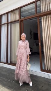 COD Cala Dress Silk mix Brukat Premium / Gamis Kondangan Wanita Terbaru 2024 / Dress Muslim Pesta