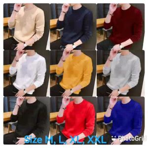 Bisa COD Sweater Keren Kaos Pria Distro Polos Lengan Panjang Crewneck Kasual Sweatshirt Elegan Bagus
