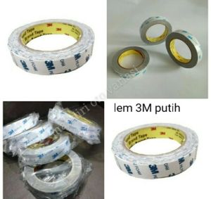 isolasi double tape lem bolak balik perekat tambahan putih isi 1pc