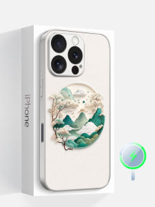 Ultra-Thin Chinese Style Silicone Phone Case for  16Pro Max 15Plus Magsafe Magnetic Absorption 14 Flower Window 13 Frosted Lens Frame Protection New Model