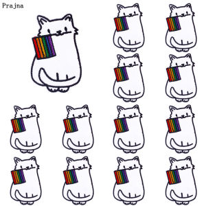 PRAJNA | 10PCS Cartoon Animal Patches Cat Applique Embroidered Patches For Clothing Thermoadhesive Patches On Kids Clothes Badges DIY