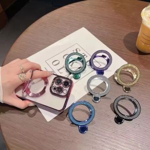 Luxury Mirror Glitter Finger Ring Phone Grip For iPhone 17 16 15 14 13 Pro Max Magnetic Bracket Stand Holder
