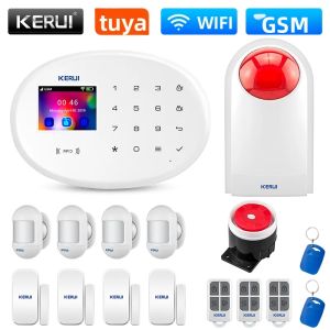 KERUI | Hệ Thống Báo Động WIFI GSM KERUI W202 Với Bộ Phát Hiện Chuyển Động Bảo Vệ An Ninh Gia Đình Tuya Smart APP Hỗ Trợ Cảm Biến Cửa/cửa Sổ Không Dây Alexa
