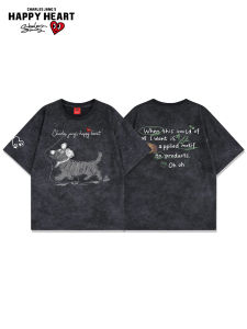 CHARLES JANGS HAPPY HEART | Heart American Tie-dye Hand-painted Dog Cotton T-shirt