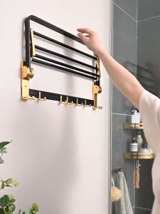 [ Dán Hoặc Khoan ] Kệ để đồ dùng gắn tường MEIDOO thiết kế màu vàng đen sang trọng cho phòng tắm - Giá Để khăn phòng tắm