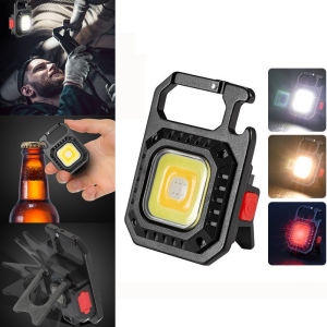 7 Light Modes Multifunctional Mini COB LED Flashlight/ Portable Pocket Type C Rechargeable Super Bright Work Light/ Outdoor Camping Lamp with Corkscrew