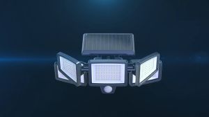Solar Outdoor Lights 2500LM 210 LED Security Lights with Remote Control 3 Heads Motion Sensor Lights IP65 Waterproof