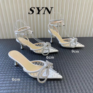 Transparent High Heel Sandals Womens Evening Shoes Butterfly Knot Buckle Strap Platform Slippers Fashionable Party Footwear