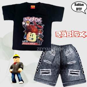 SETELAN ANAK LAKI LAKI DAN PEREMPUAN ROBLOX - BAJU KAOS DAN CELANA MOTIF ROBLOX UNTUK USIA 1-10 TAHUN (BISA COD)
