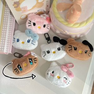 Sanrio Hello Kitty Plush Doll Keychain Pendant Cartoon Kt Cat Stuffed Plushies Key Ring Bag Accessories Girls Gift Kids Toys