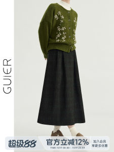 Guier High Waist A-Line Mini Skirt Womens Checkered Wool Spring Autumn 2025 New Design Sense Pleated Speciality Skirts