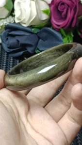Grade 7A Golden Sheen Obsidian Crystal Stone bangle 58mm+ 极品一线猫眼招财金曜石手镯 58mm+